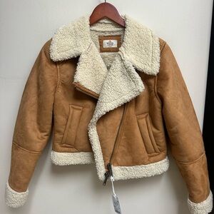 Marine Layer Brown and Cream Teddy Jacket